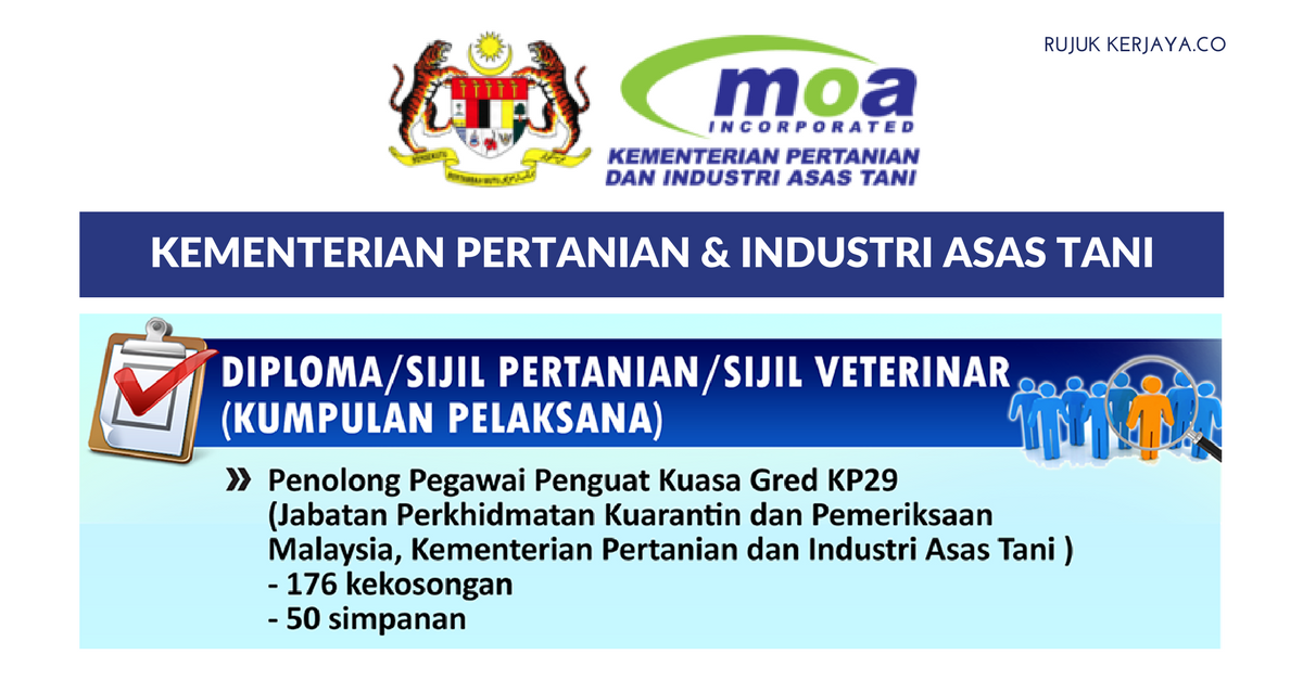 Permohonan Jawatan di Kementerian Pertanian & Industri Asas Tani di Buka/Seluruh Negara