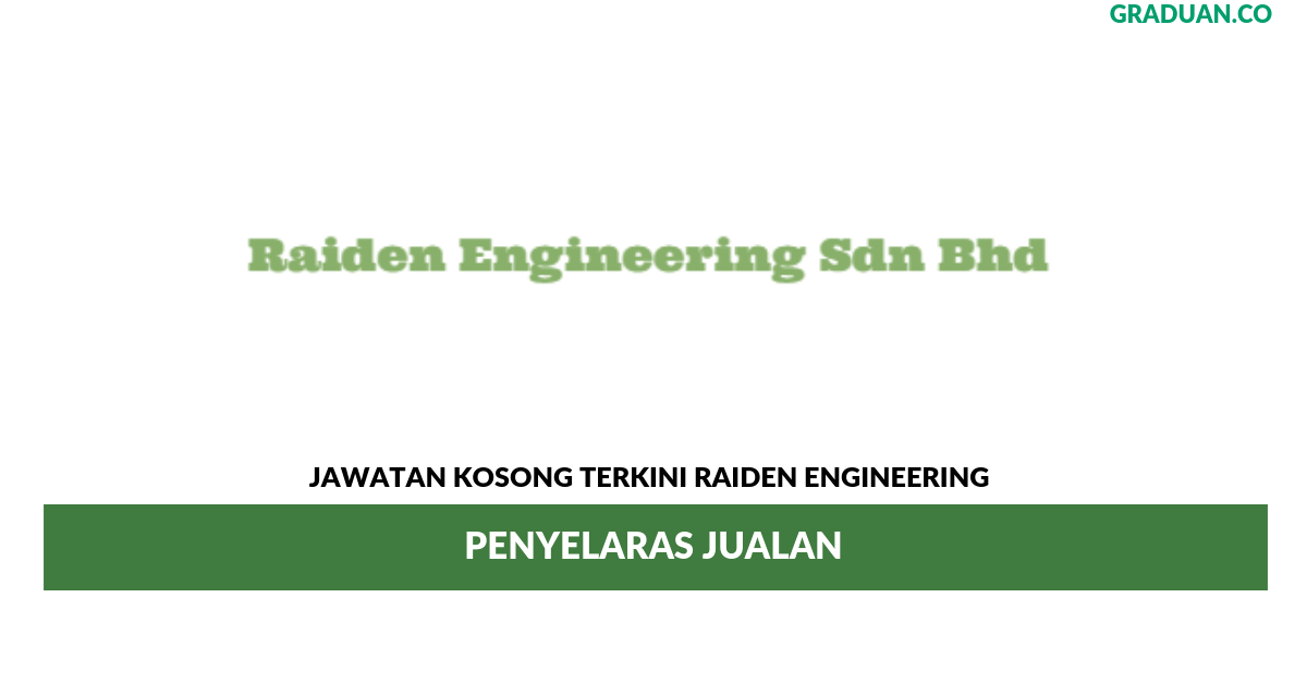 Permohonan Jawatan Kosong Terkini Raiden Engineering
