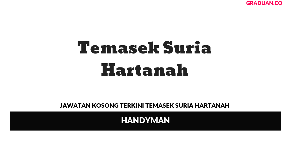 Permohonan Jawatan Kosong Terkini Temasek Suria Hartanah