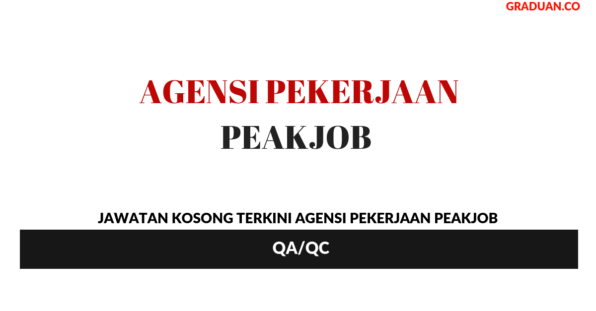 Permohonan Jawatan Kosong Terkini Agensi Pekerjaan Peakjob
