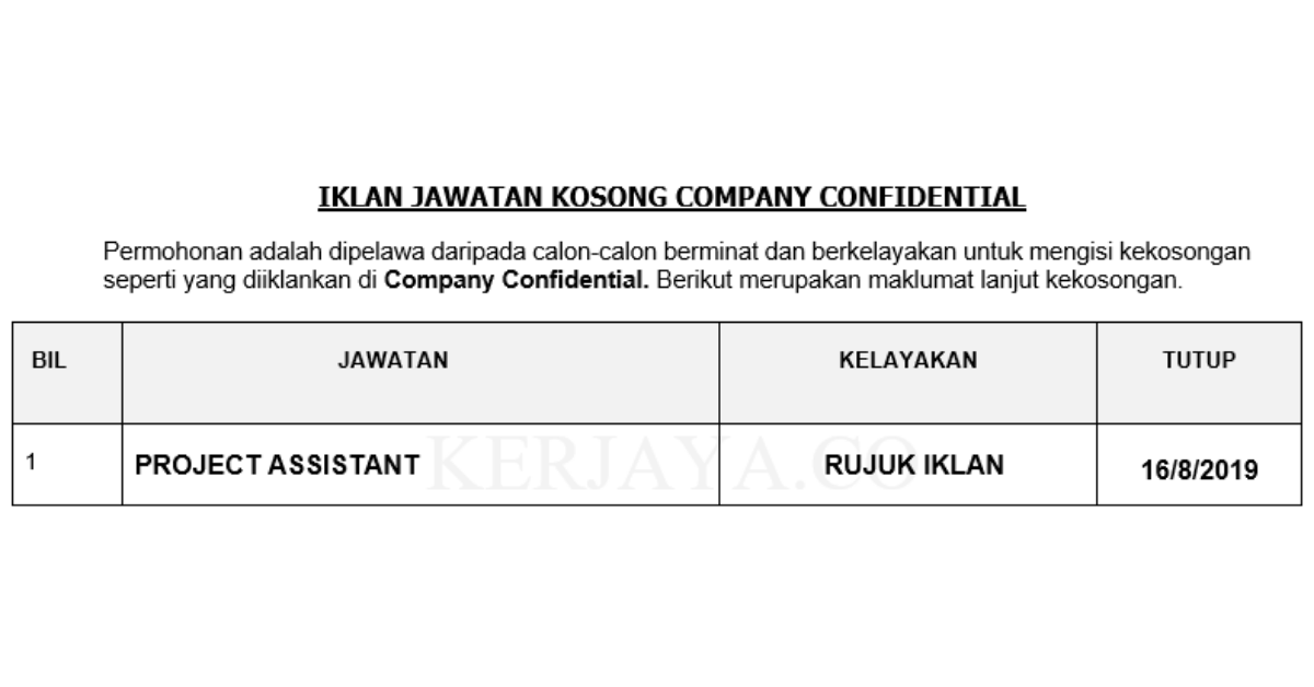 Company Confidential _ Project Assistant