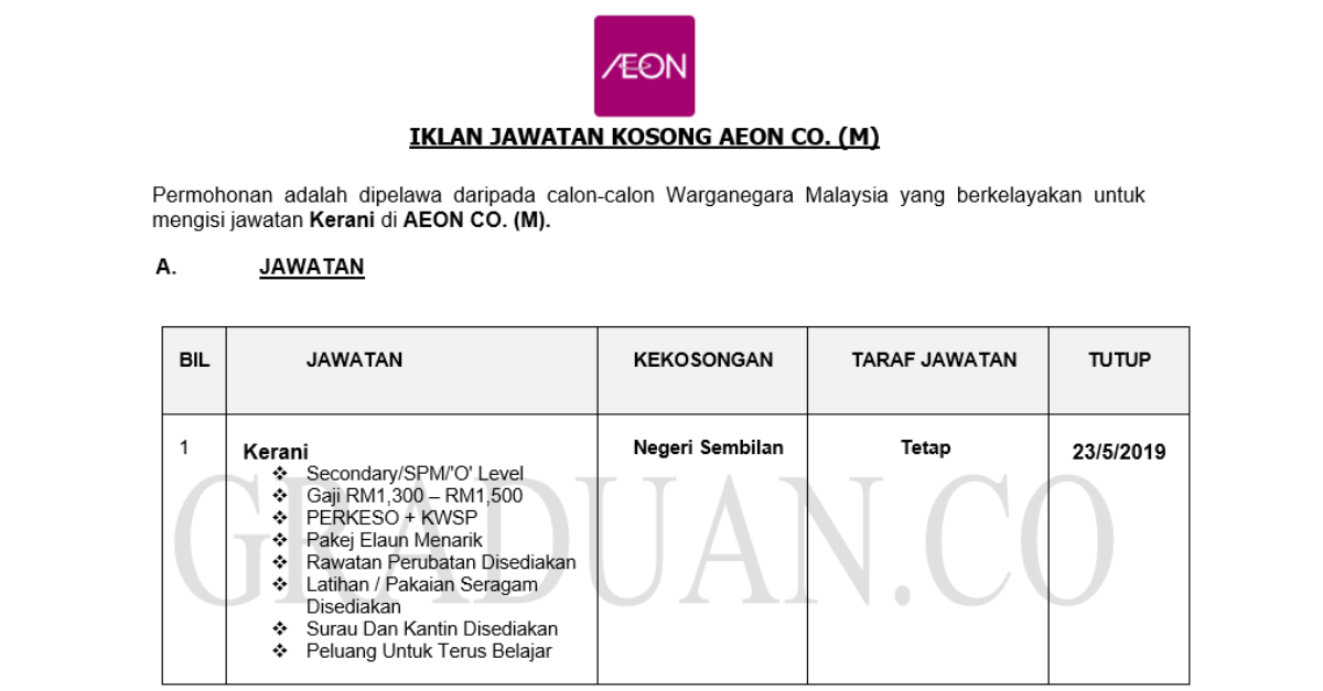 _Permohonan Jawatan Kosong Terkini AEON Co. (M) _ Kerani