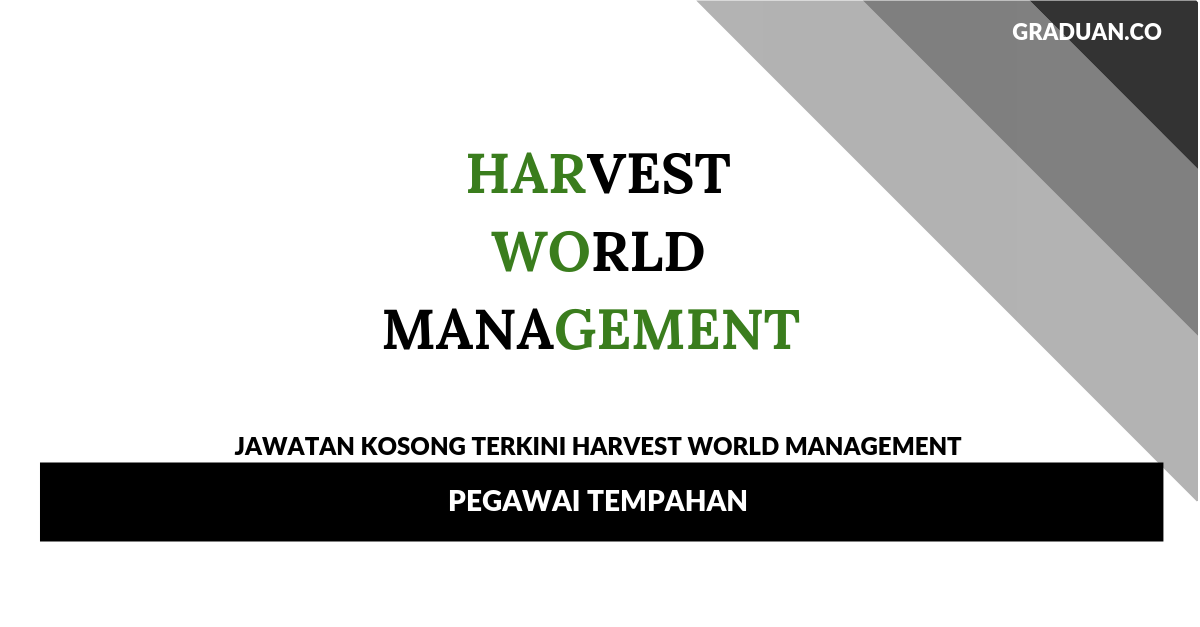 Permohonan Jawatan Kosong Terkini Harvest World Management _ Pegawai Tempahan