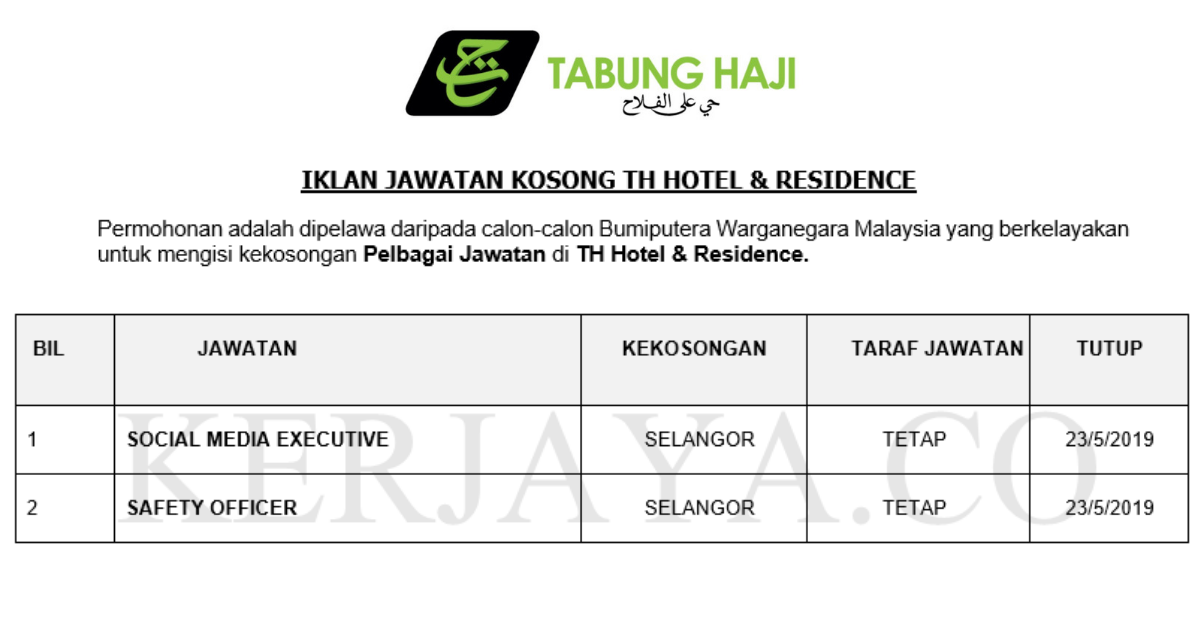 Permohonan Jawatan Kosong Terkini TH Hotel & Residence