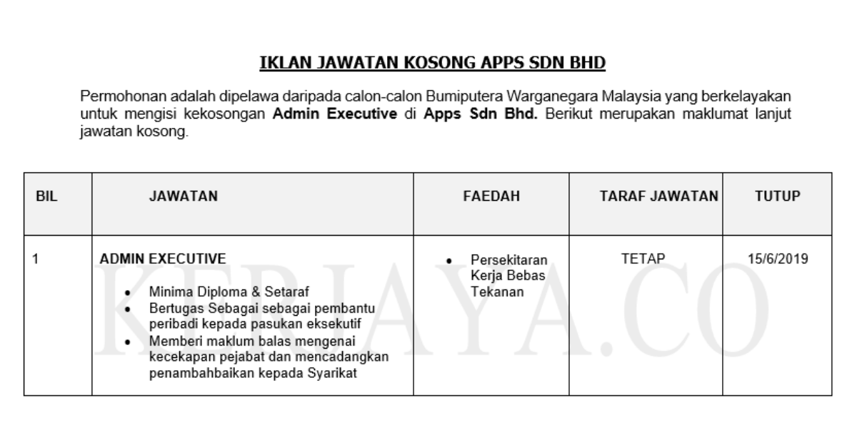 Permohonan Jawatan Kosong Terkini Apps Sdn Bhd