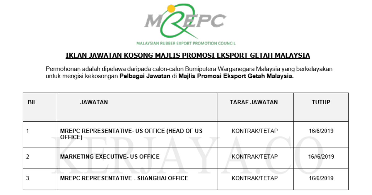 Permohonan Jawatan Kosong Terkini Majlis Promosi Eksport Getah Malaysia