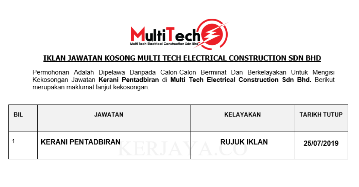 Multi Tech Electrical Construction Sdn Bhd