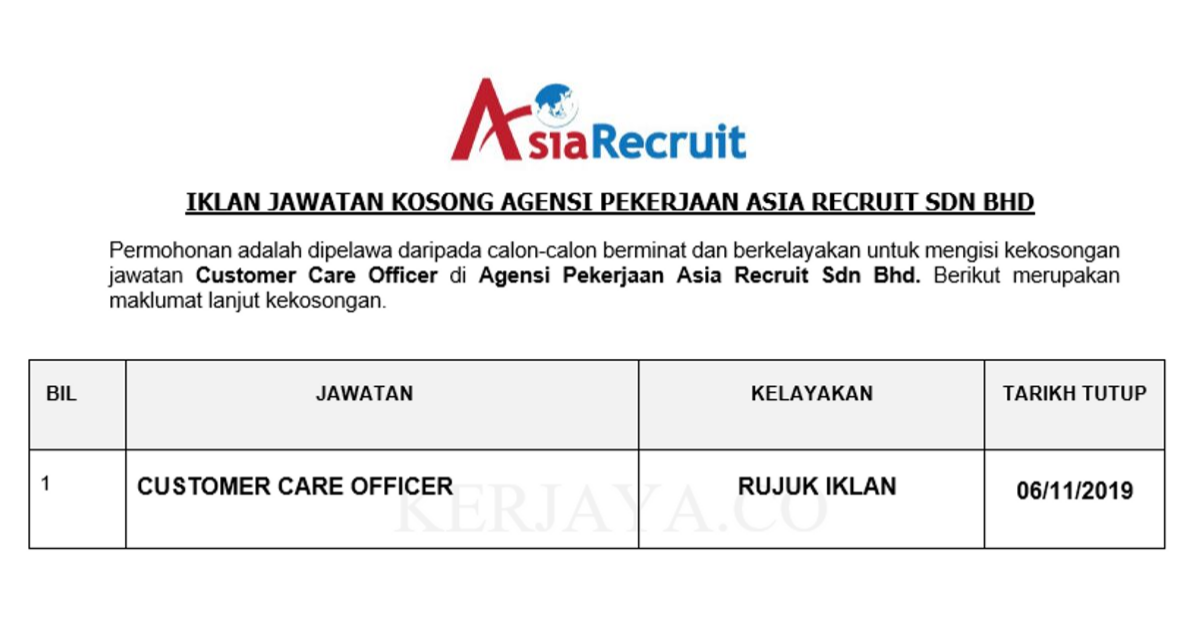 Agensi Pekerjaan Asia Recruit Sdn Bhd