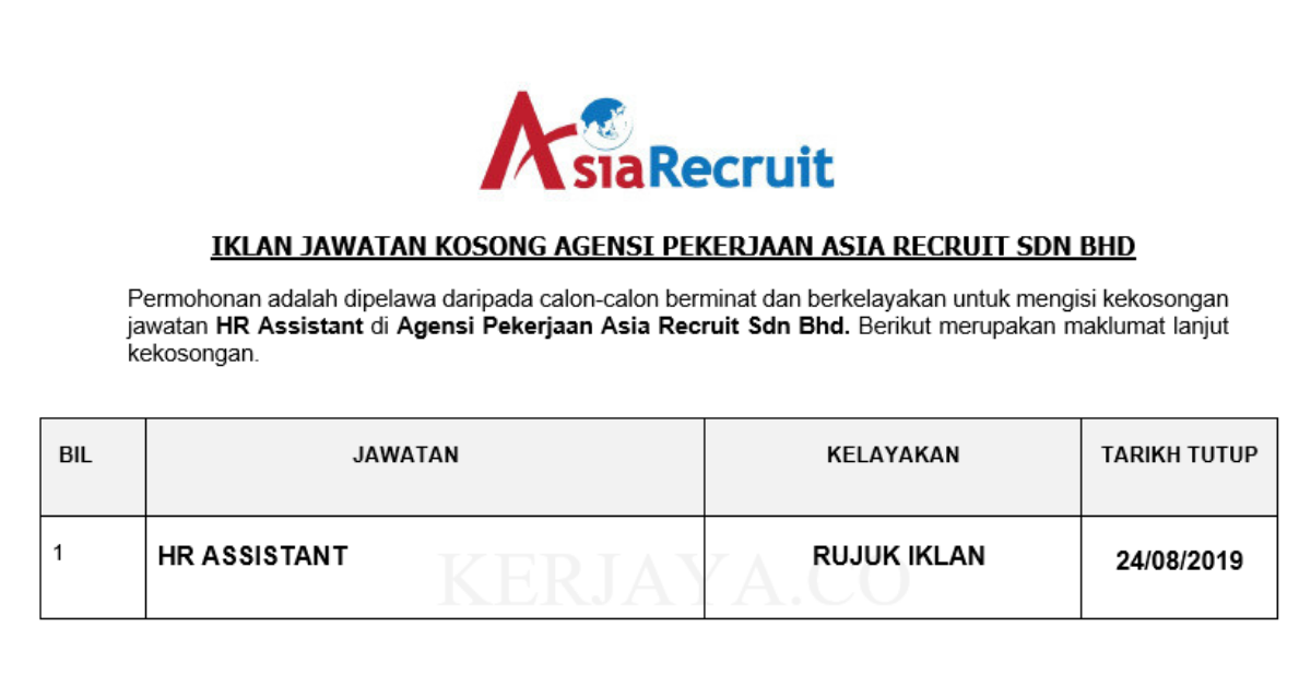 Agensi Pekerjaan Asia Recruit Sdn Bhd