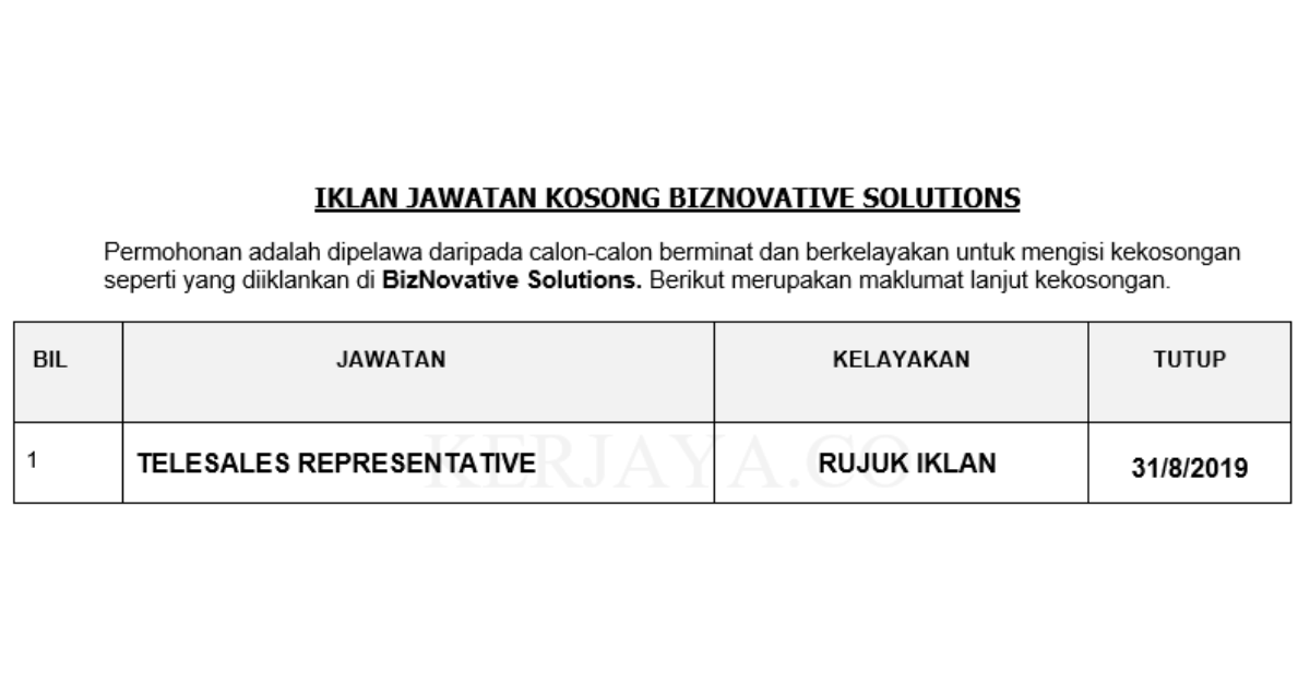 BizNovative Solutions _ Telesales Representative