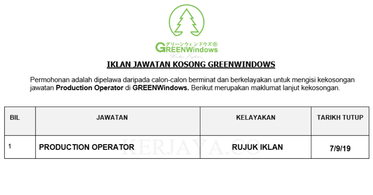 GREENWindows _ Pembantu Tadbir