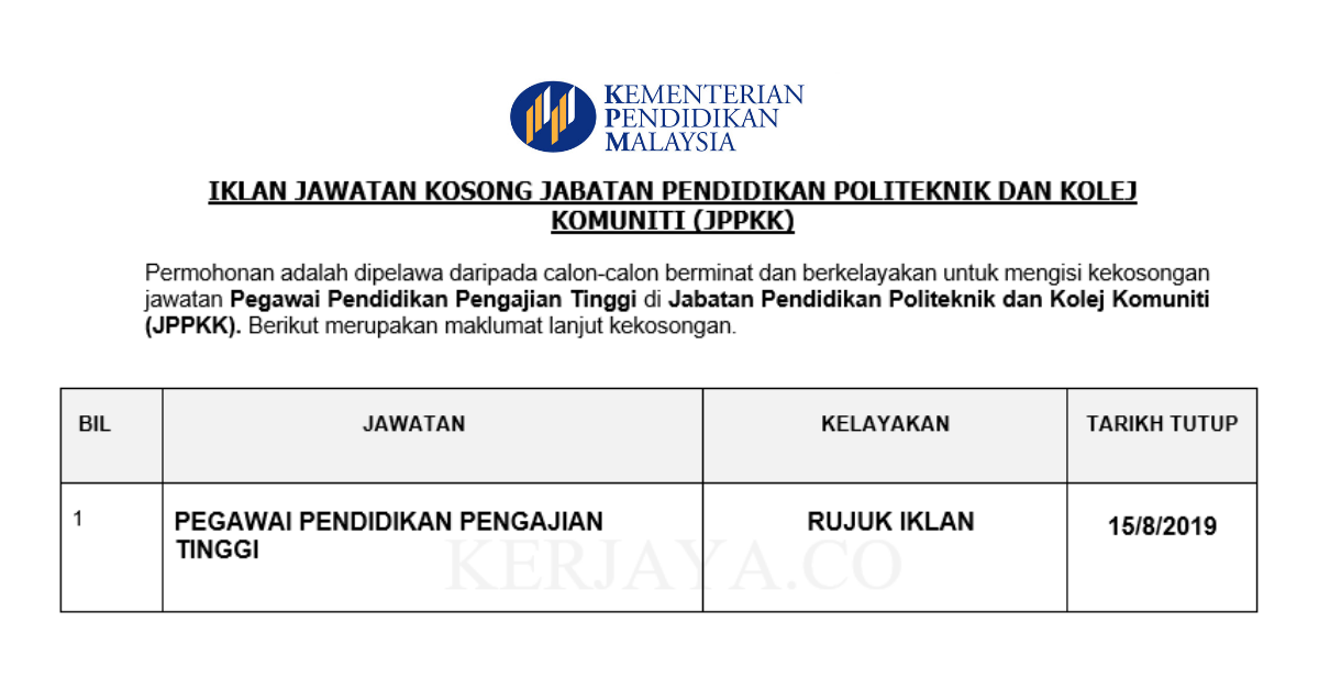 Jabatan Pendidikan Politeknik dan Kolej Komuniti (JPPKK)