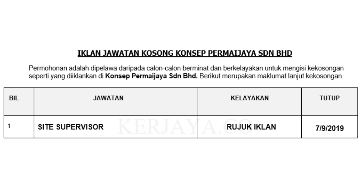 Konsep Permaijaya Sdn Bhd _ Site Supervisor