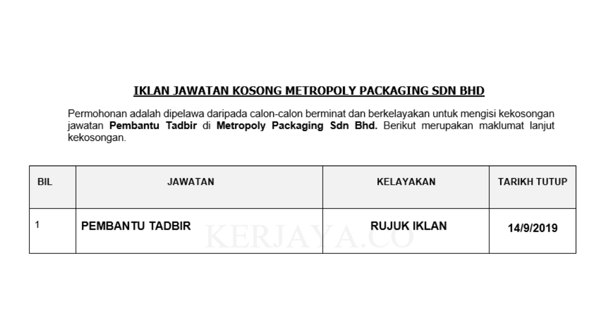 Metropoly Packaging Sdn Bhd