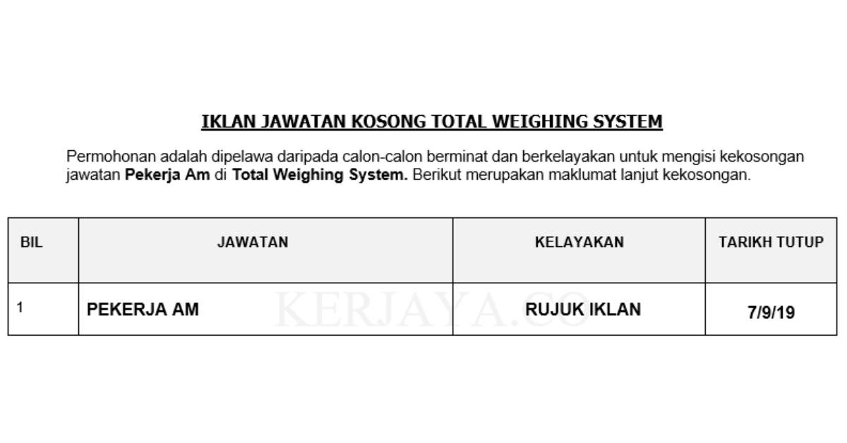 Total Weighing System _ Pekerja Am