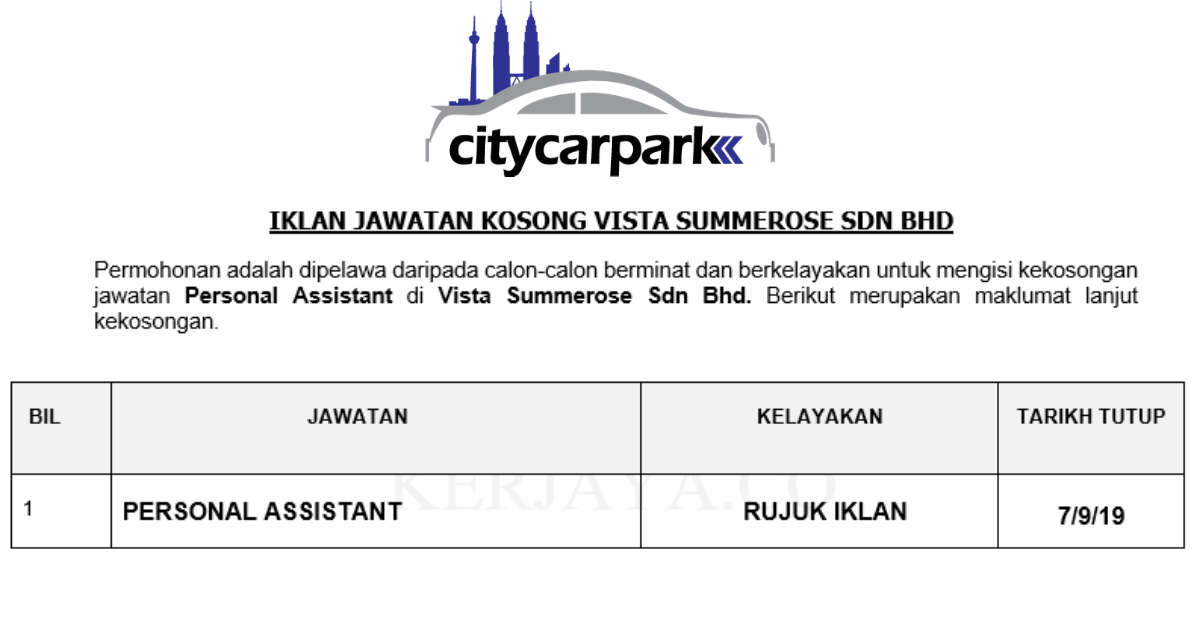 Vista Summerose Sdn Bhd _ Personal Assistant