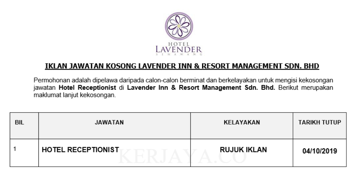 Lavender Inn & Resort Management Sdn Bhd
