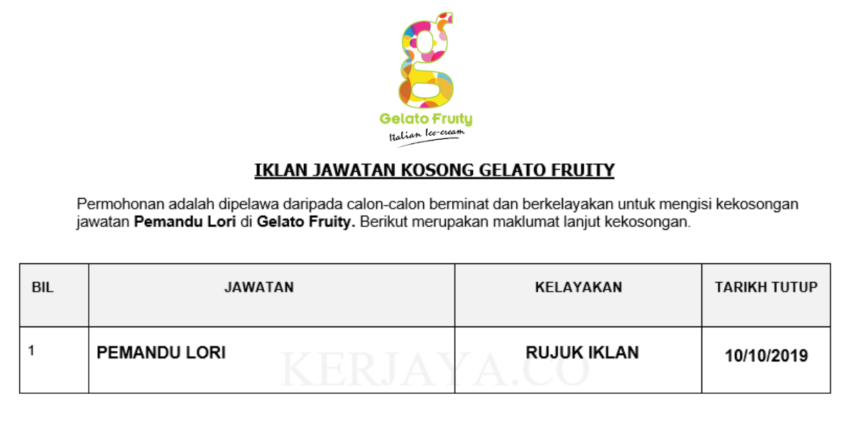 Gelato Fruity ~ Pemandu Lori
